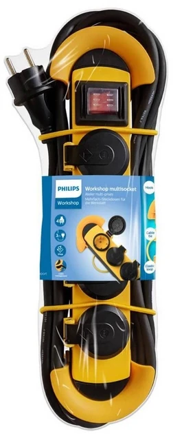 Мережевий фільтр Philips SPN5140YB 4 розетки 3 м Подовжувач для вулиці Мережевий подовжувач на 4 розетки