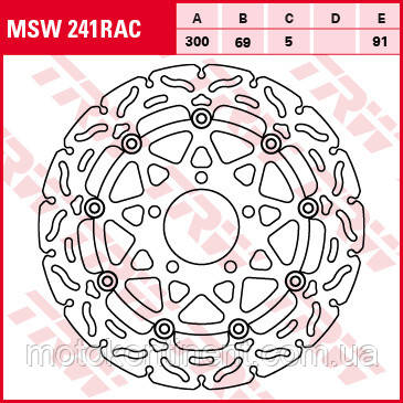 Гальмівний диск передній для мотоцикла SUZUKI TRW / LUCAS MSW241RAC, фото 1