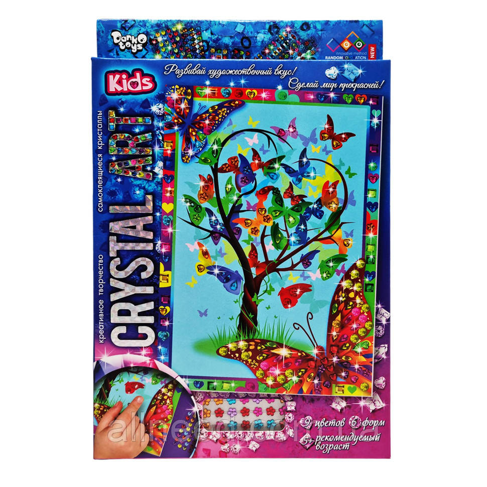Набір креативної творчості "Crystal art Kids" Дерево CArt-01-01, 9 кольорів, 6 форм, фото 1