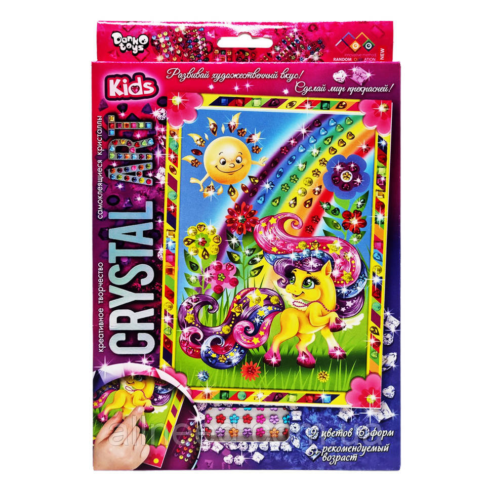 Набір креативної творчості "Crystal art Kids" Поні CArt-01-07, 9 кольорів, 6 форм, фото 1