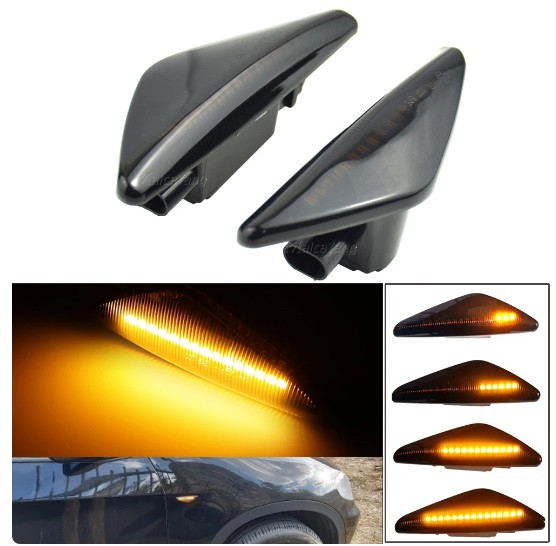 Повороти e70 BMW X5 E70 2006-2013 Повторювачі поворотів БМВ Х5 Е70 (2шт динамічні чорні ЛЕД), фото 1