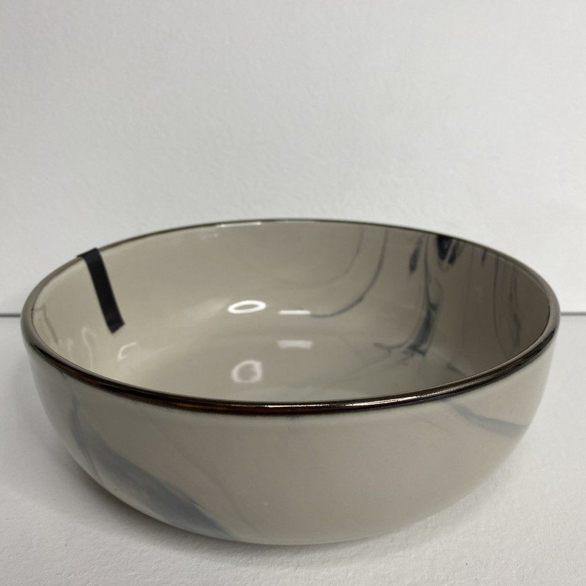 Тарілка супова керамічна 19 см Ardesto Marmo AR2919MRBS бежевий мармур, фото 1