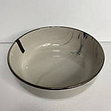 Тарілка супова керамічна 19 см Ardesto Marmo AR2919MRBS бежевий мармур, фото 2