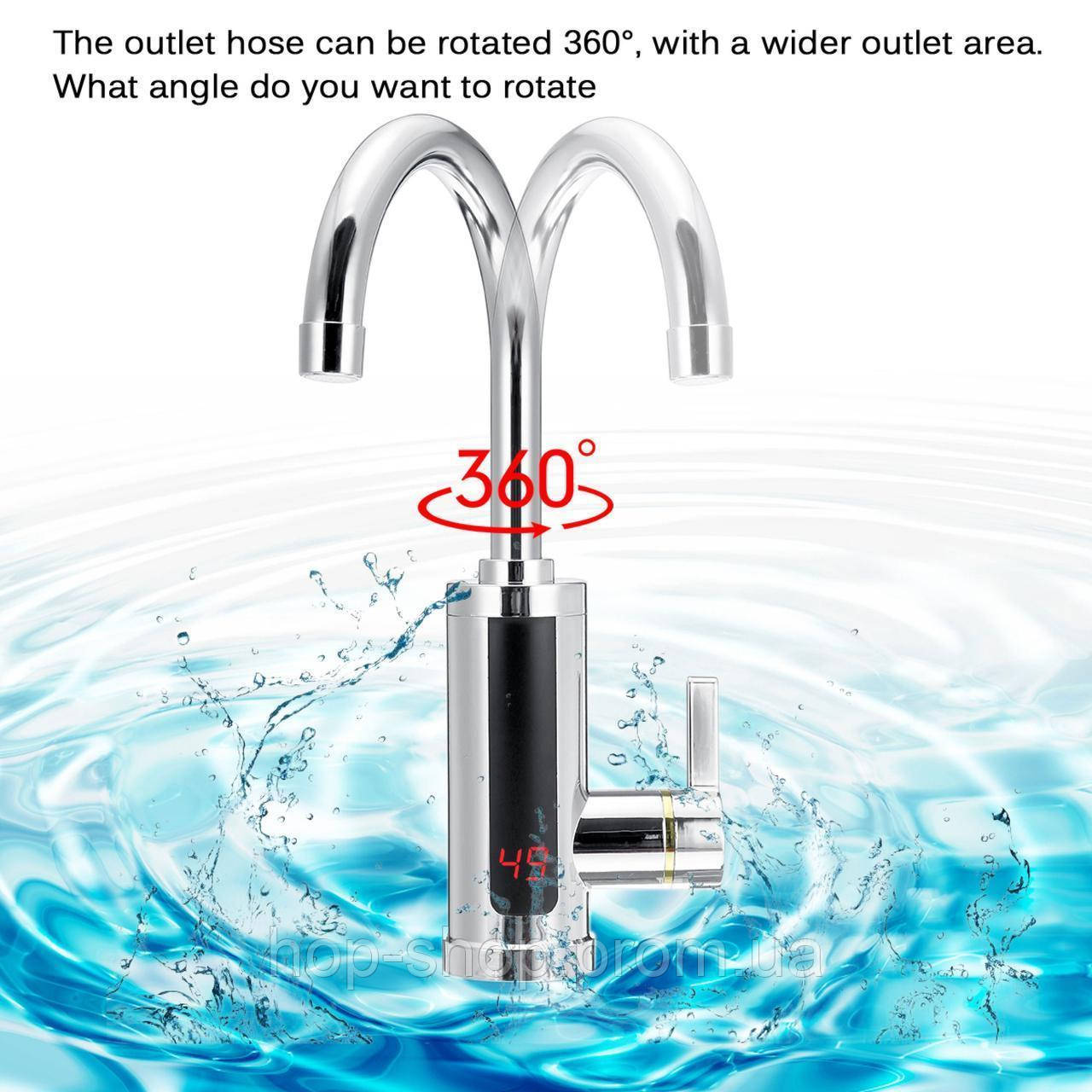 Электрический водонагреватель для мгновенного нагрева проточной воды с электронным экраном, кран для кухни - фото 9 - id-p2053299630