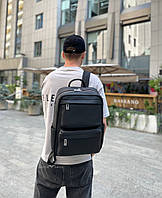 Кожаный рюкзак мужской через плечо черный качественный