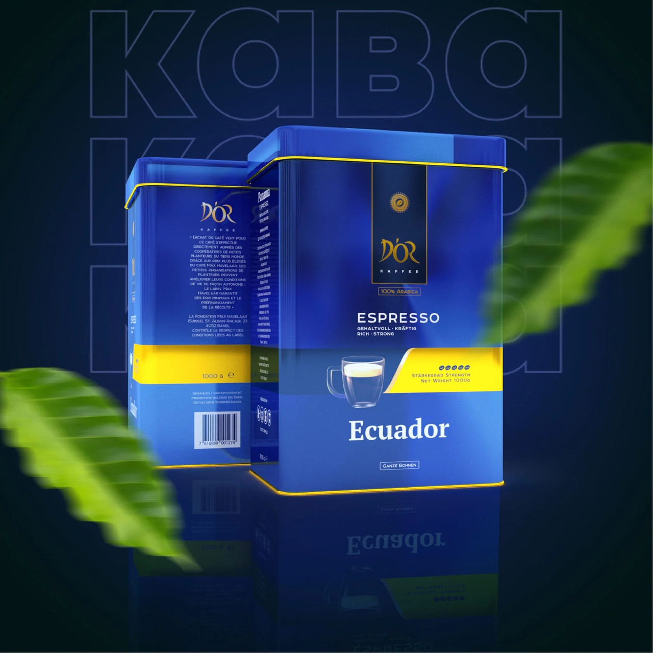 ОРИГІНАЛ! Кава в зернах D'OR Espresso Ecuador 1 кг у залізній банці 100% Arabica
