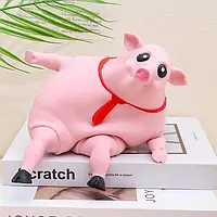 Игрушка антистресс сквиш Свинья 15 см, розовая свинка тянучка Pink Pig BIG