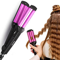 Плойка для волосся потрійна Kemei KM-2022 / Утюжок для локонів / Стайлер для укладання