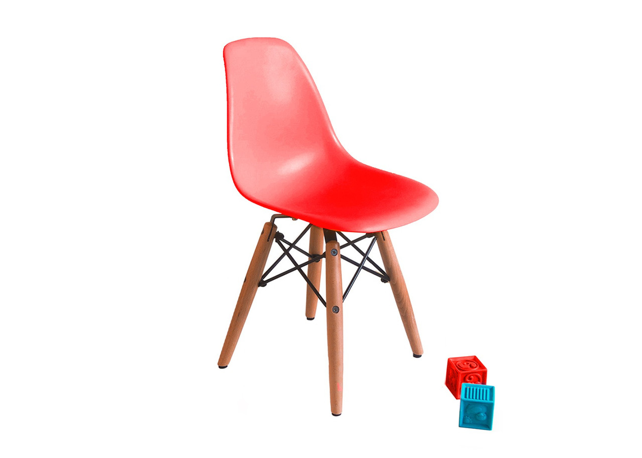 Красный стул пластиковый детский на буковых ножках KIDS NIK - фото 2 - id-p2053310780