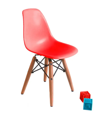 Красный стул пластиковый детский на буковых ножках KIDS NIK - фото 1 - id-p2053310780
