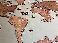 Многослойная карта мира без подсветки Украинский язык M - 170*100 см цвет Mahogany