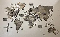 Многослойная карта мира без подсветки Украинский язык M - 170*100 см цвет Brown