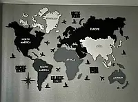 Однослойная карта мира без подсветки Украинский язык M - 170*100 см цвет Modern