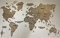 Однослойная карта мира без подсветки Украинский язык M - 170*100 см цвет Venge 1