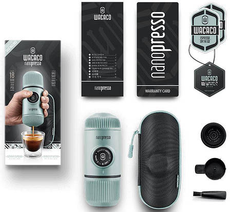 Wacaco Nanopresso Arctic Blue + кейс – портативна кавоварка, мелена кава, фото 2
