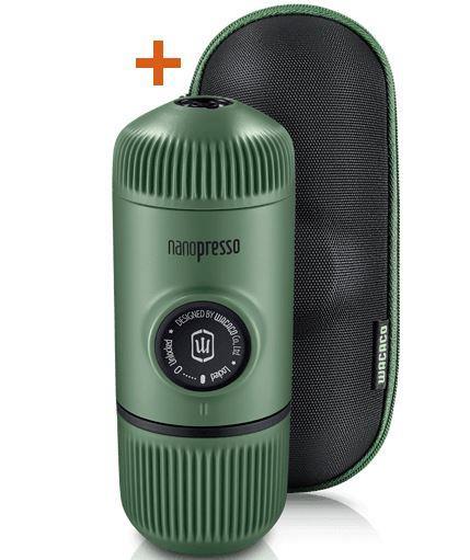 Wacaco Nanopresso Moss Green + кейс – портативна зелена кавоварка, мелена кава