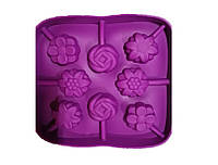 Силиконовая форма для леденцов конфет на палочке JSC 3274 Цветочки Фиолетовая