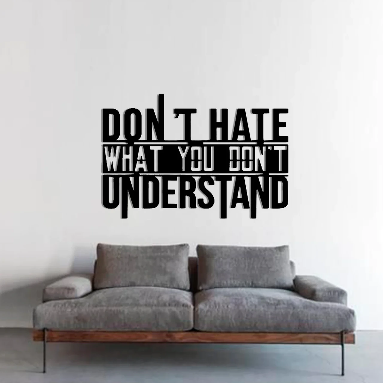 Фігурна картина з дерева, Розмір: 50*33 см Напис: Don't hate what you don't understand