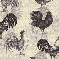 Американська бавовна Rooster 23*55 см Півні Сіро-бежеві півні