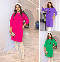Тепле ангорове плаття великого розміру красиве пряме вільне в рубчик, рожеве, фіолетове, зелене