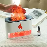Соляная лампа с ультразвуковым увлажнителем воздуха и имитацией пламени резервуаром для эфирного масла Белый