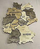 Карта Німеччини на акрилі з підсвічуванням між областями з підсвічуванням S - 90*67 cm колір Nut