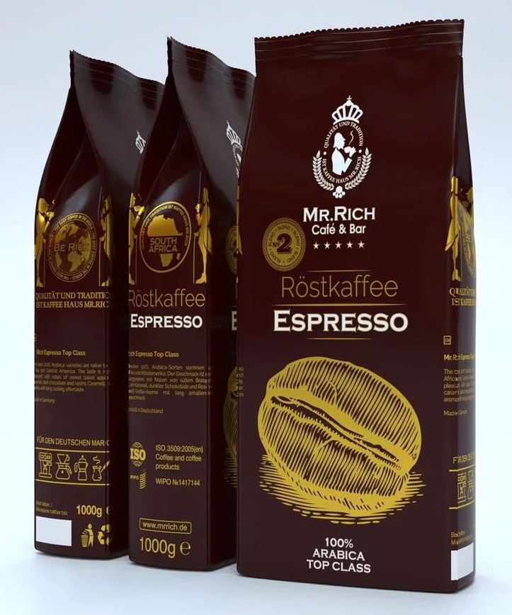 Кава в зернах Mr.Rich Espresso Top Class 2, 1кг смачна 100% арабіка Німеччина