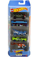 Hot Wheels City. Хот Вилс Город. Набор из 5-ти машинок: Sky Fi, Veloci-Racer, Ain't Fare, Fast Fish, Rockster