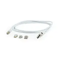 Дата-кабель Cablexpert CC-U 1m USB (тато)  -  Lightning/microUSB/USB Type C (тато) White