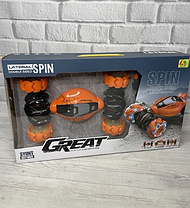 Радіокерована дитяча машинка перевертиш "Great 955-135" 26 см світяться колеса USB зарядка, два кольори., фото 4