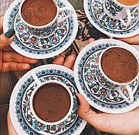 Набор фарфоровых чашек для кофе Kutahya 50 мл 6 штук, турецкий кофе со специями в подарок