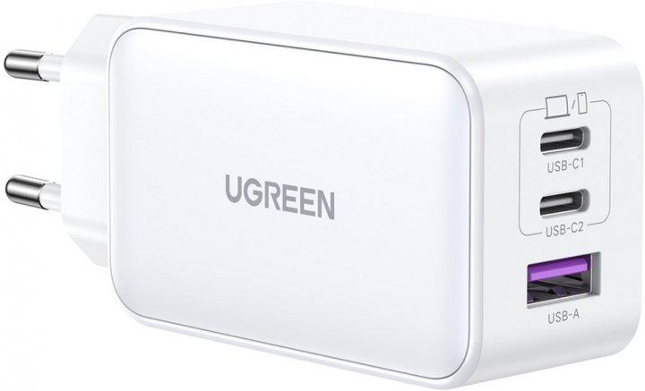 Мережевий зарядний пристрій Ugreen 2xUSB-A 1xUSB-C QC4.0 65 W GaN Tech Fast White (CD244)