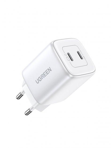 Мережевий зарядний пристрій Ugreen Nexode 45 W 2xUSB Type-C PD3.0 QC4.0 Charger Space White (CD294)