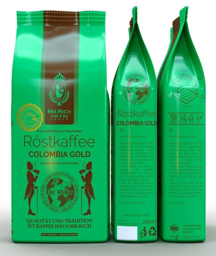 Кава в зернах Mr.Rich Colombia Gold 500г (Колумбія Супремо, Colombia Supremo) смачна 100% арабіка, Німеччина