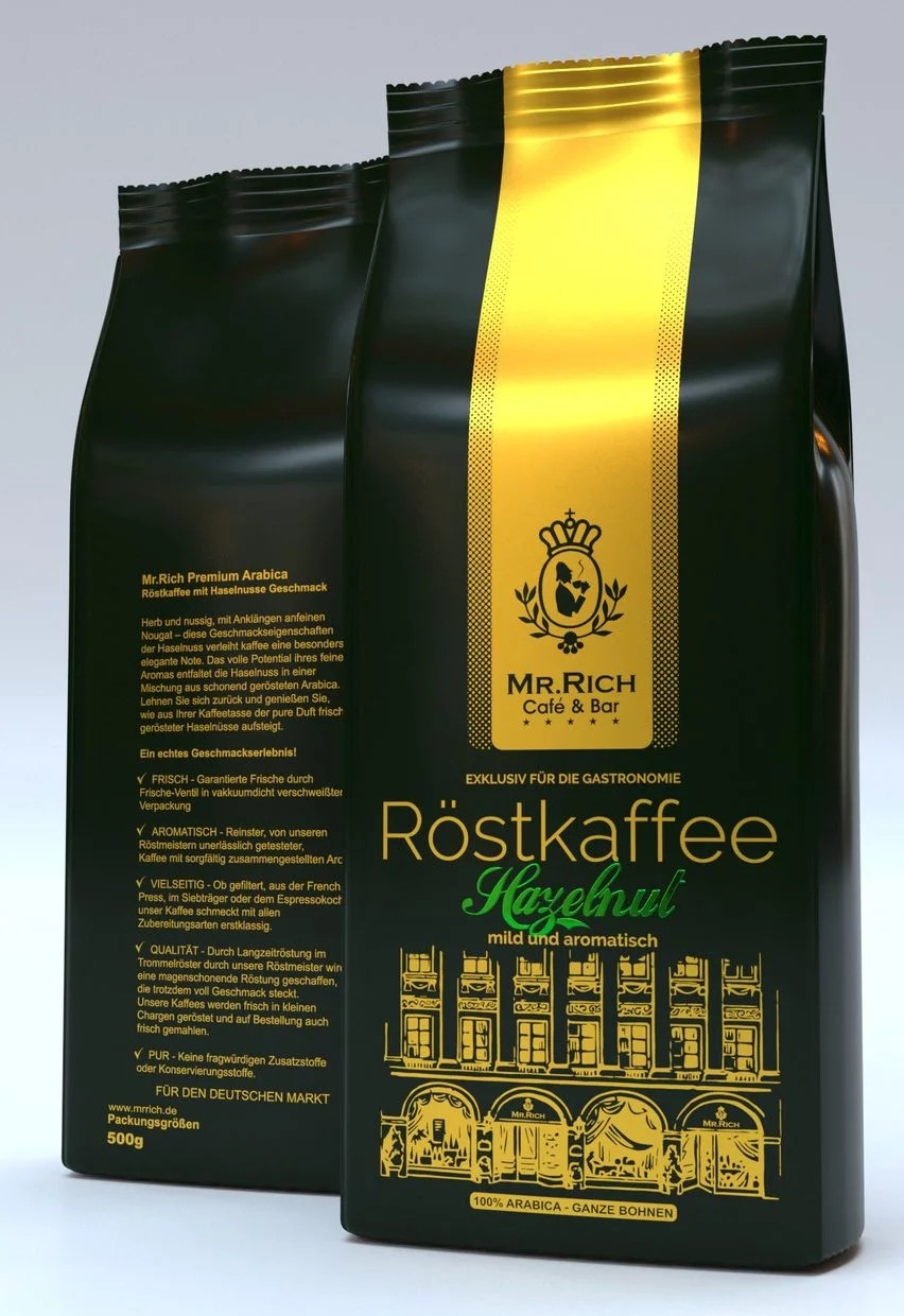 Кава в зернах Mr.Rich Hazelnut 500г (смачна кава з ароматом лісового горіха), Німеччина
