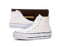 Женские кеды Converse CHUK TAYLOR High Sole White на платформе (белые) стильные высокие Y14381