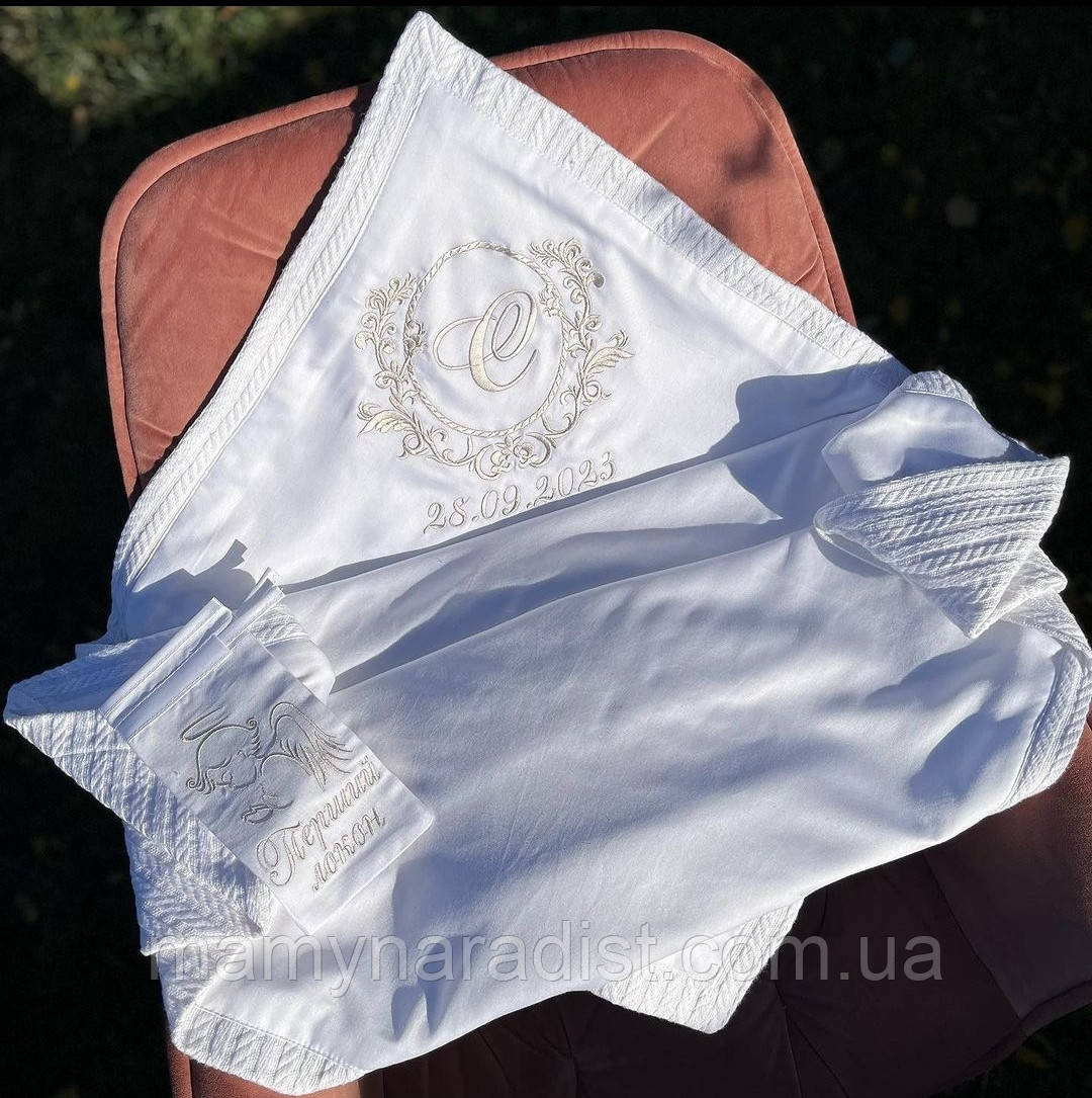 Іменна крижму-плед для хрещення зі 100% бавовни / Іменна крижма-плед для хрещення Мамина радість