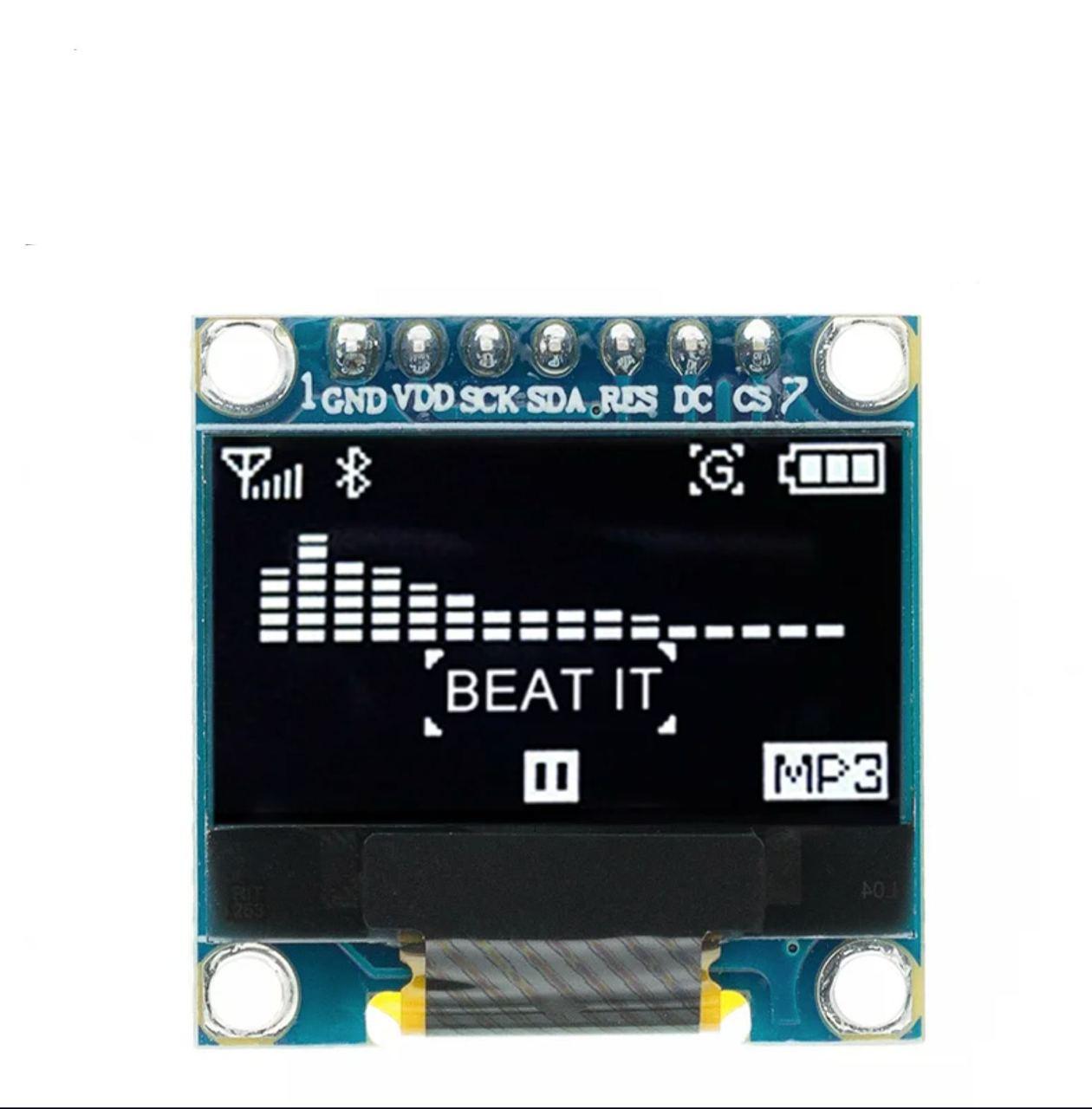 OLED LCD РК дисплей/екран 0,96" 2,7х2,8см 128x64, 7pin - білий