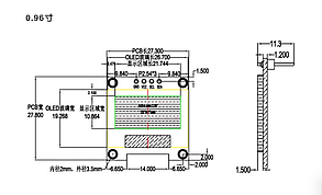 OLED LCD ЖК дисплей/экран 0,96" 2,7х2,8см 128x64, 7pin - синий, фото 2