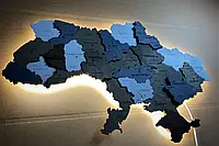 Карта Украины многослойная 3D с подсветкой по контуру без пульта управления XL - 200*133 см цвет Loft