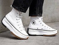 Женские кеды Converse Run Star Hike Hi White Black Gum на платформе (белые) стильные высокие Y14106