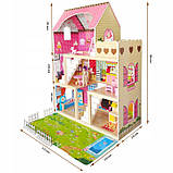Ляльковий будиночок ігровий LED-підсвітка,дитячий ляльковий будиночок дерев'яний ляльковий будиночок із меблями, фото 3