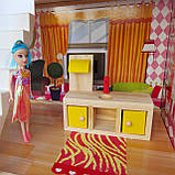Ляльковий будиночок ігровий LED-підсвітка,дитячий ляльковий будиночок дерев'яний ляльковий будиночок із меблями, фото 7