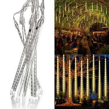 Гірлянда "Таючі бурульки" від мережі 3м х 50 см (8 бурульок) для вулиці, Теплий білий / Вулична гірлянда бурульки