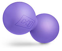 Силиконовый массажный двойной мяч 63 мм Hop-Sport HS-S063DMB фиолетовый c