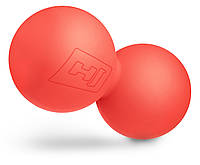 Силиконовый массажный двойной мяч 63 мм Hop-Sport HS-S063DMB красный c