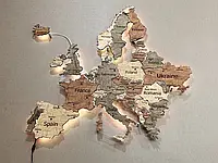 Карта Европы на акриле с подсветкой между странами, Укр. язык размер: 100*97 см цвет Warm