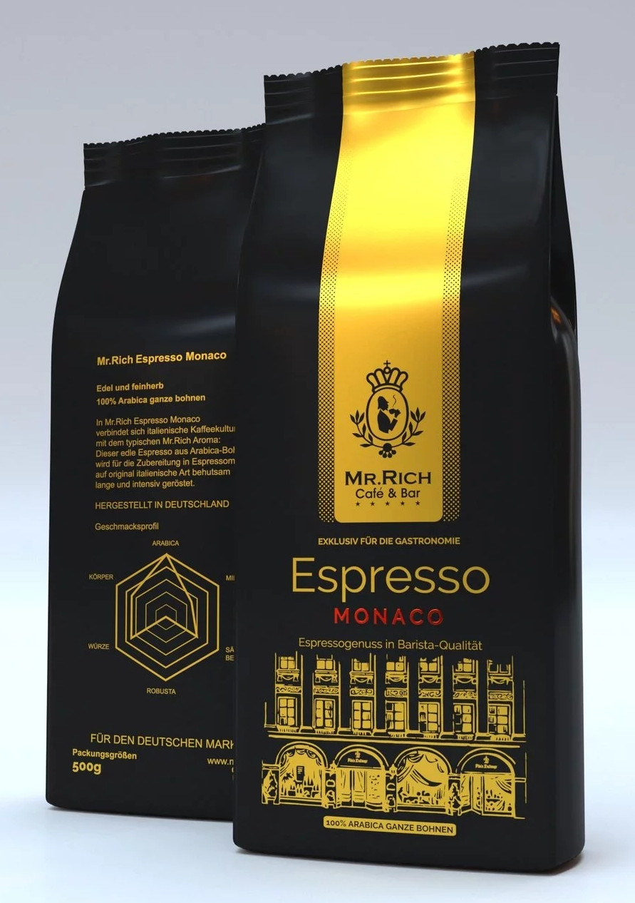 Кава в зернах Mr.Rich Espresso Monaco 500г смачна 100% арабіка, Німеччина