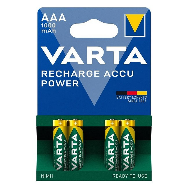 Акумуляторні батарейки AAA VARTA ACCU AAA 1000mAh BLI 4 шт (READY 2 USE), фото 1