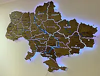 Карта України на акрилі з річками та підсвіткою без пульта керування L - 150*100 см RGB колір Venge 2